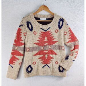 Aztec Western Sweater Top Pullover Double Weave Fuzzy by Shop WANNA B Women's S